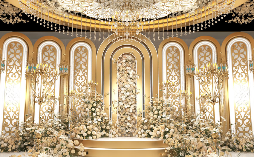 杨陵香槟色调婚礼堂效果展示